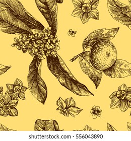 Hand drawn vector seamless pattern. Beautiful floral illustration. Drawing by hand. Boho style.