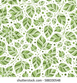 Hand drawn vector seamless pattern with mint leaves, peppermint, spicy herbs, kitchen texture, Doodle cooking ingredient for design package tea, wallpaper, cosmetics, textile, natural organic product