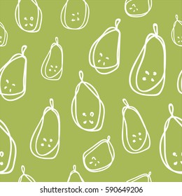 Hand Drawn Vector Seamless Pattern With Pear