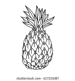 Hand drawn vector seamless pattern with funky and bright colorful pineapple in pop art minimalistic style. Could be used as print, wrapping paper, background and textile ornament.
