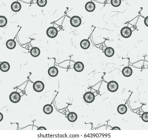 hand drawn vector seamless pattern with summer bicycles