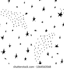 Hand drawn vector seamless star pattern