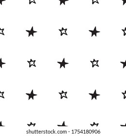 Hand drawn vector seamless star pattern, Doodle of a star on a white background