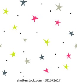 Hand drawn vector seamless star pattern