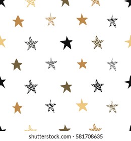 Hand drawn vector seamless star seamless pattern