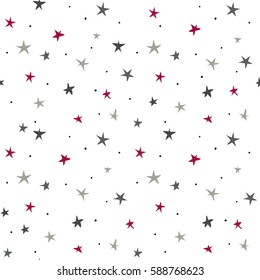 Hand drawn vector seamless star pattern