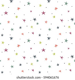 Hand drawn vector seamless star pattern