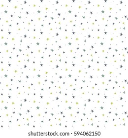 Hand drawn vector seamless star pattern