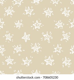 Hand drawn vector seamless star pattern