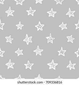 Hand drawn vector seamless star pattern