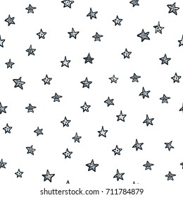 Hand drawn vector seamless star pattern