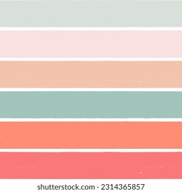 Hand drawn vector seamless stripe pattern. Pink, orange and green girly stripes background, pastel brush strokes, cute baby paintbrush line backdrop
