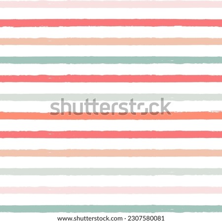 Hand drawn vector seamless stripe pattern. Pink, orange and green girly stripes background, pastel brush strokes, cute baby paintbrush line backdrop