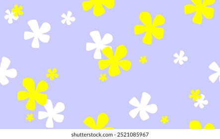 Hand drawn
vector seamless summer pattern with 
flowers of chamomile 
 on blue background. Floral 
fashion ornament for women clothing, fabric, 
textile, paper, notepad, packaging.
Cartoon print.