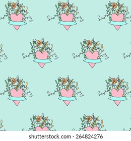 Hand drawn vector seamless vintage pastel pattern for scrapbooking, textile and wallpapers