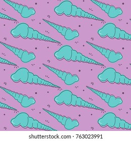 Hand drawn vector seashells. Exotic marine wrap. Cool summer pattern. Mollusk shellfish decoration. Tropical texture