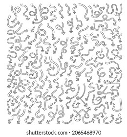 hand drawn vector set of arrow isolated on white background.
