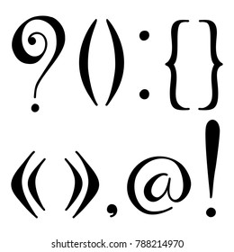 Hand drawn vector set of black punctuation marks isolated on white background