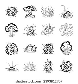 hand drawn vector set of bomb illustration.