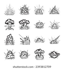 hand drawn vector set of bomb illustration.