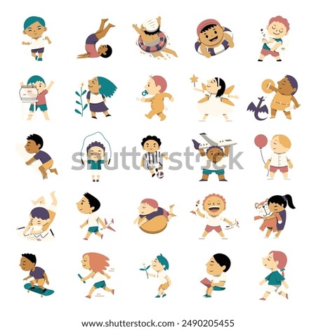 hand drawn vector set of children illustration isolated on white background.