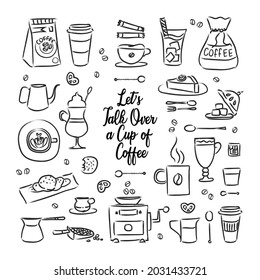 Hand drawn vector set of coffee