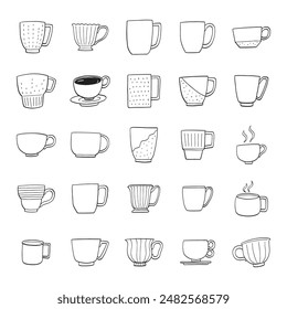 hand drawn vector set of a cup illustration.