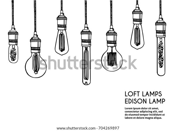 Vektor Stok Tangan Ditarik Vektor Set Lampu Loteng Tanpa Royalti 704269897