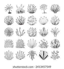 hand drawn vector set of a grass illustration.