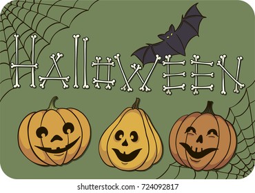 Hand drawn vector set of halloween pumpkins