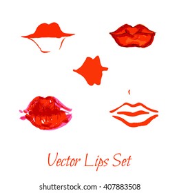 Hand drawn  Vector set illustration. Sexy  female lips on a background