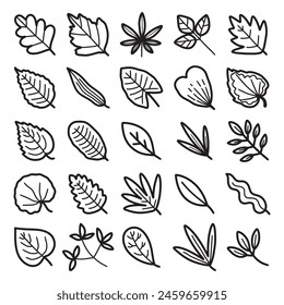 hand drawn vector set of leaves illustration.