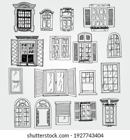 Hand Drawn Vector Set of Windows