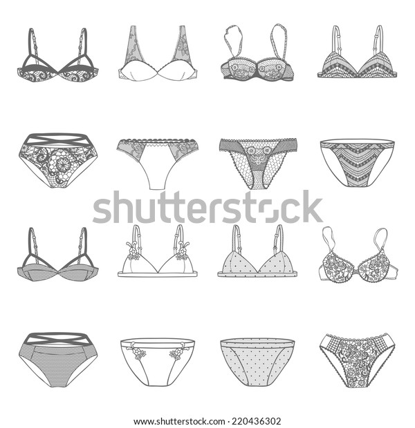 Hand Drawn Vector Sexy Lingerie Set Stock Vector Royalty Free 220436302 Shutterstock 5959