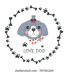  Hand drawn vector shih tzu dog cute cartoon design  Shisu dog vector illustration