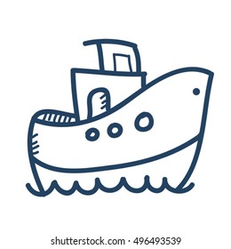 hand drawn vector ship illustration