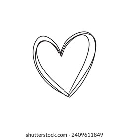 Hand drawn vector simple illustration of the heart in sketch vintage doodle style. Concept of love, happy Saint Valentines day, relations, lovely. Tangled, grumpy line drawing