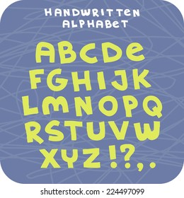 Hand drawn vector sketch alphabet. Handwritten font. Letters, uppercase