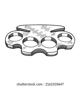 Esbozo vector dibujado a mano de nudillos de latón. Ilustración de estilo Doodle aislada en fondo blanco.