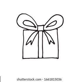 hand drawn vector sketch cartoon doodle gift box icon illustration