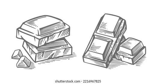 Hand drawn vector sketch of chocolate. Sweet bar.