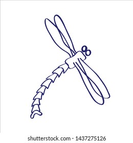 Hand drawn Vector sketch. Dragonfly. Illustration with dragonfly isolated on white background.
