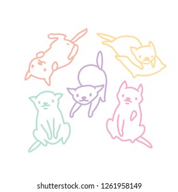 Hand drawn vector sketch of funny cartoon cats.