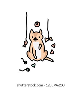 Hand drawn vector sketch of funny cartoon cats.