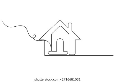 Esboço vetorial desenhado à mão de um contorno de casa com chaminé representando casa e propriedade	

