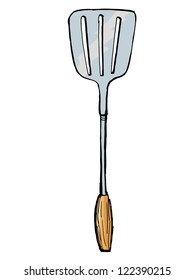 hand drawn, vector, sketch illustration of spatula