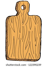 hand drawn, vector, sketch illustration of cutting-board