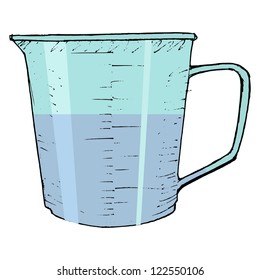hand drawn, vector, sketch illustration of kitchen measuring cup