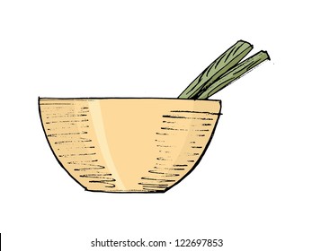 Hand drawn, vector, sketch illustration of pialat with sticks