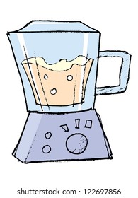 Hand drawn, vector, sketch illustration of electric blender